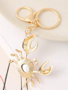 1pc Blue Ocean Animal Crab Rhinestone Zinc Alloy Keychain Pendant Christmas Small Gift Y2K