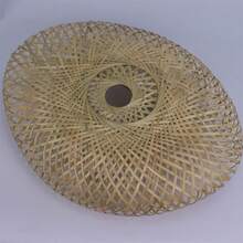 40厘米乡村风格吊灯灯罩 - 手工竹制吊灯，适用于厨房岛台、餐厅和农舍天花板（仅含灯罩）