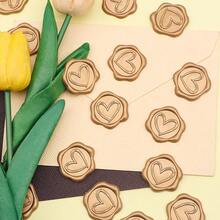 30pcs Brown Heart Shaped Wax Seal Stickers, Self-Adhesive Envelope Sealing Stickers Suitable For Wedding, Party, Birthday, Christmas - Brown - View 8