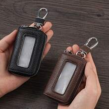 1pc Lychee Texture Zipper Unisex Key Pouch, Minimalist Large Capacity Multi-Function Waist Hanging Lock Bag - Multicolor - View 4