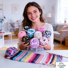 1卷多色冰棒色毛线,柔软粗线,适合DIY钩编,可用于制作手工毯子、围巾、帽子、靠垫或其他家居装饰品。 - 彩色 - 查看 6