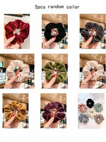 3pcs Women's Autumn/Winter Velvet Hair Accessories, Solid Color Velvet Scrunchies, High Elastic Large Ponytail Holders, Elegant And Versatile Hair Ties, Suitable For Daily Use (Random Color) ,Scrunchy Hair Ties Elastic Band - Multicolor - View 13