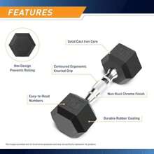 Marcy Classic Rubber Hex Dumbbell with Knurled Grip for Strength Training and Bodybuilding, 5lb - 50lb Single Dumbbell for Exercise & Fitness, Sold Individually(Fijo) - Multicolor - Ver 4