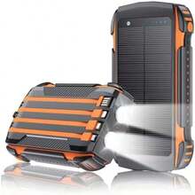 Portable Power Bank for Camping, Travel, Office Emergencies - High Capacity, Fast Charge, 4 Cables, Laser Light - Naranja - Ver 2