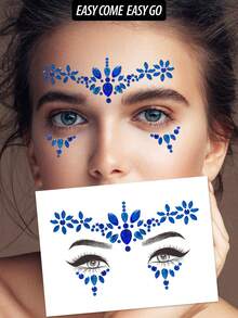 1sheet Face Gem Stickers, Acrylic Gems Stickers, Self-Adhesive Rhinestone Sticker For Party, Club,Halloween, Festival Face Decorations - Multicolor - View 4