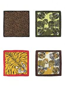 2条经典豹纹印花头巾，男女通用街头时尚发带，发巾，颈巾配饰 - 彩色 - 查看 11