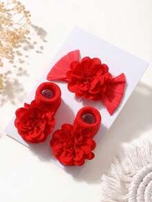 1 قطعة شريط رأس لطيف ولين بألوان الحلوى + زوج واحد من جوارب أطفال لطيفة مانعة للانزلاق بألوان الحلوى للزحف والمشي اليومي، بدون بطاقة ورقية - متعدد الألوان - مشاهدة 16