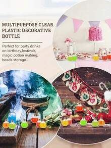 透明塑料球形瓶，配软木塞 | 沙画容器、魔法药水瓶、DIY工艺品、精油瓶、玻璃药水瓶、药水罐、漂流瓶、试管、沉香瓶、冬虫夏草花茶瓶、许愿瓶 - 彩色 - 查看 5