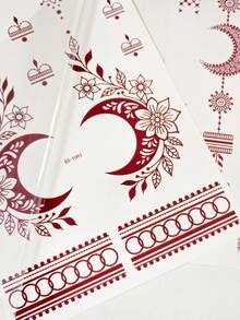 2 miếng dán hình xăm henna tạm thời hình trăng và hoa - Thiết kế Mehendi cho nghệ thuật trang trí cơ thể trong các bữa tiệc và lễ hội. - màu nâu - Xem 6