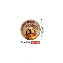 Cute Dog Happy Birthday Disposable Plates, Napkins, Cups - One-Time Party Supplies Set, Fits 25 Guests, Disposable Paper Plates Party Tableware Suitable For Birthday, Wedding, Theme Party, Family Picnic - Multicolor - View 10