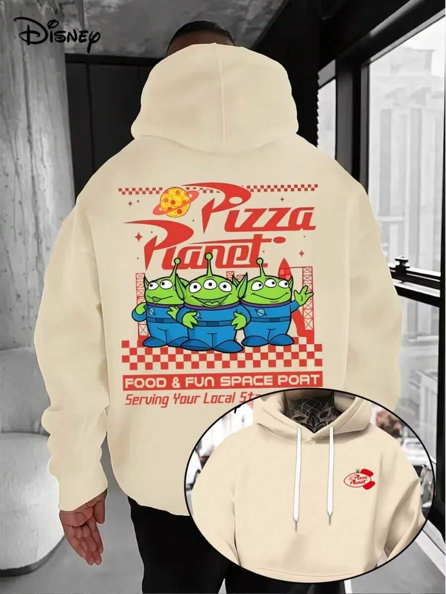 Disney Hoodies-Men's Big-Eyed Cartoon Pullovers, Loose Hoodies In Front Pockets, Suitable For Casual Wear, Disney's Birthday Gifts, Travel Clothes, Playful Design, Comfortable Fabrics, Fan Clothes, Movie Lovers, Home Clothes, Durable Materials, Printed Jerseys, Men's. - Màu be - Xem 1