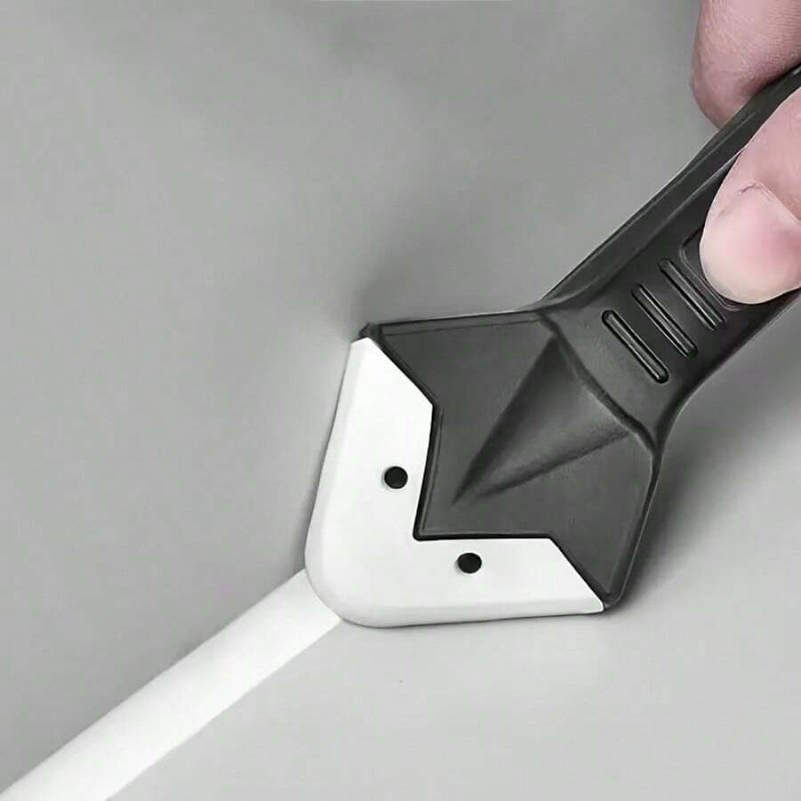 Multifunctional 3-In-1 Silicone Sealer | Ergonomic Handle 6-Piece Set (5 Replaceable Heads), Durable, Stainless Steel Pointed Tip, Easy To Use, Convenient For Sealing And Cleaning, No Electricity Required Caulking Tool For Scraping Wall Corners, Applying And Smoothing Silicone, Caulk, And Grout