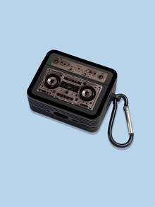 Retro Cassette Tape Bluetooth Headphone Case, WALKMAN Element Headphone Case, Y2K, Black Headphone Case With 1 Headphone Case Carabiner, Compatible With Headphone Case, Compatible With Airpod Case, Compatible With AirPods Pro (2nd Generation), Compatible With AirPods 3, Compatible With AirPods Pro, Compatible With AirPod1/2, Compatible With AirPods 4, Compatible With AirPods Pro3 - Black - View 9