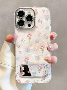 1个高端郁金香镜面手机壳，贝壳图案，优雅保护套，兼容 11/12/13/14/15/16/17 Pro Max（不含手机） - 白色 - 查看 1