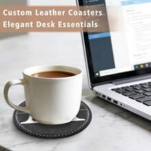 Customizable Round Coasters, Available In 1pc/10pcs/20pcs Sets, Customizable With Name And Logo, Faux Leather Material, Suitable For Coffee, Beer And Wine - An Ideal Housewarming And Graduation Gift. - Black - View 5