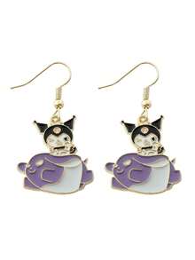 A Cartoon Kuromi Alloy Drip Oil Earring With Sanrio Jewelry, Fresh And Sweet - Multicolor - View 8