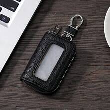 1pc Lychee Texture Zipper Unisex Key Pouch, Minimalist Large Capacity Multi-Function Waist Hanging Lock Bag - Multicolor - View 7