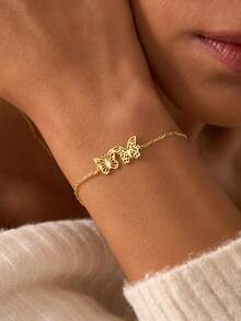 定制蝴蝶手链，多只蝴蝶手链，女士手链，送给妈妈的家庭手链，个性化珠宝礼物，母亲节礼物，妈妈项链，送给妈妈的有意义的礼物，个性化名字珠宝，秋季时尚，复古，男女皆宜，简约，休闲 - 彩色 - 查看 10