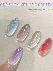 MISS SHAKA 10ml Valentine's Day Gift Hot Selling Pink Blue Glass Bead Glitter Cat's Eye Gel Nail Polish 2026 Winter And Spring Yaochi Ice Transparent Nude Color Flash Crystal Cat's Eye Nail Polish Nail Art Nail Supplies