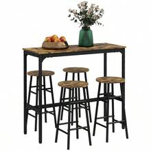 3 Piece Bar Table Set With 2 Stools, Industrial Bar Table And Stool Set, Dining Table And Chair Set For Small Space, Grey - 83A-048V80GY - View 11