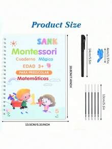 4pcs Reusable Children's Magic Practice Notebook, Spanish Calligraphy Practice Book, Montessori Calligraphy Alphabet Exercise Toy, Kids Calligraphy Notebook Edition - Multicolor - View 5