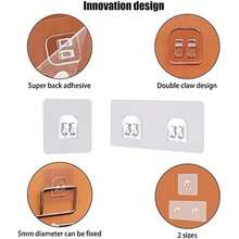 Adhesive Corner Shower Caddy Hook,Multipurpose Iron Shelf Holder;Bathroom Basket Support;Wall Sticker,Kitchen Storage Rack Hanger,No Drilling/Strong Bearing Capacity/Transparent(8pcs+4pcs) - / - View 3