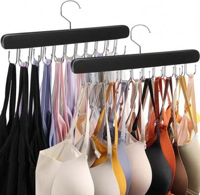 2 Pack Tank Top Hanger, 40 Hooks Large Capacity Bra Hanger For Closet Organizers &Amp; Storage, Bra Organizer Closet, Tank Top Hangers Space Saving For Sports Bras, Tank Top (Black, 2 Pack)