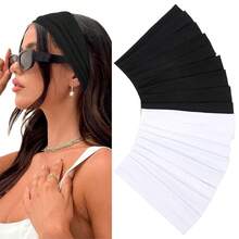 16 Fasce elastiche antiscivolo in morbido tessuto per donna - Accessori per capelli per yoga, corsa, sport nei colori nero, marrone, beige. Fasce larghe in tessuto casual ed eleganti per donna - multicolore - Visualizzare 13