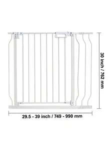 Baby Gate, 29.5"-39" Extra Wide, 30" High, Dog Gate For Stairs Doorways And House, Easy Step Walk Thru Auto Close Child Gate Pet Security Gate With Pressure Mount Kit And Wall Mount Kit - 白色 - 查看 10