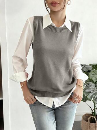 French Retro Elegant Solid Color Knitted Camisole Top, Women Spring Summer Autumn New Sleeveless High-End Outerwear