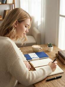 A5硬面笔记本套装 - PU皮革封面，200页/100页，适用于学校、大学、工作、旅行 - 横线笔记本，方便记笔记 - 彩色 - 查看 5