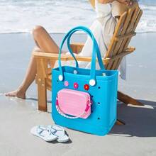 Silicone Phone Holder Insert Pouch Wallet Charm Bogg Bags Accessories, Beach Bag Phone Holder Attachment Bogg Beach Bags Tote Bag - initial - 查看 6