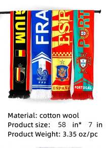 2-Pack Of Soccer National Team Scarves,Soccer Fans Souvenir Double Side Logo Print Scarf,World Top 40 National Team Scarf - 彩色 - 查看 2