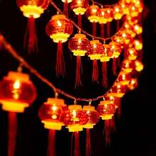 1pc Crystal Tassel Red Lantern LED String Lights, Suitable For New Year Decoration, New Year Atmosphere Decoration, Mall Decoration, Party Decoration, Home Decoration, Holiday Ornaments. Chinese Style Hanging Red Lantern String Lights. - Warm Color - View 4