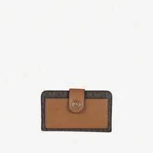 Michael Kors 女士极简主义前袋钱包，真皮RFID屏蔽信用卡夹，小零钱包 - 棕色 - 查看 3