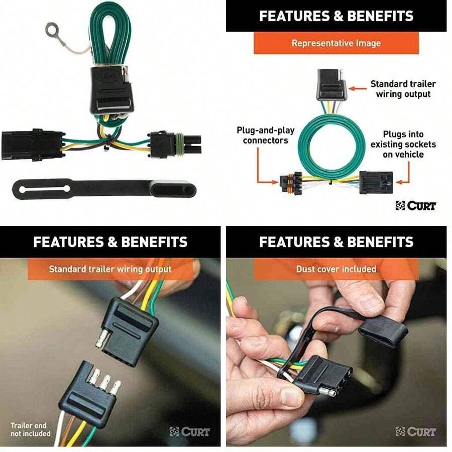 Curt 55312 - Arns de cableado Personalizado para Remolque de 4 Pines, Compatible con Chevrolet S10, GMC S15, C/K, Suburban, Syclone,  Hombre - como se muestra en la figura - Ver 1