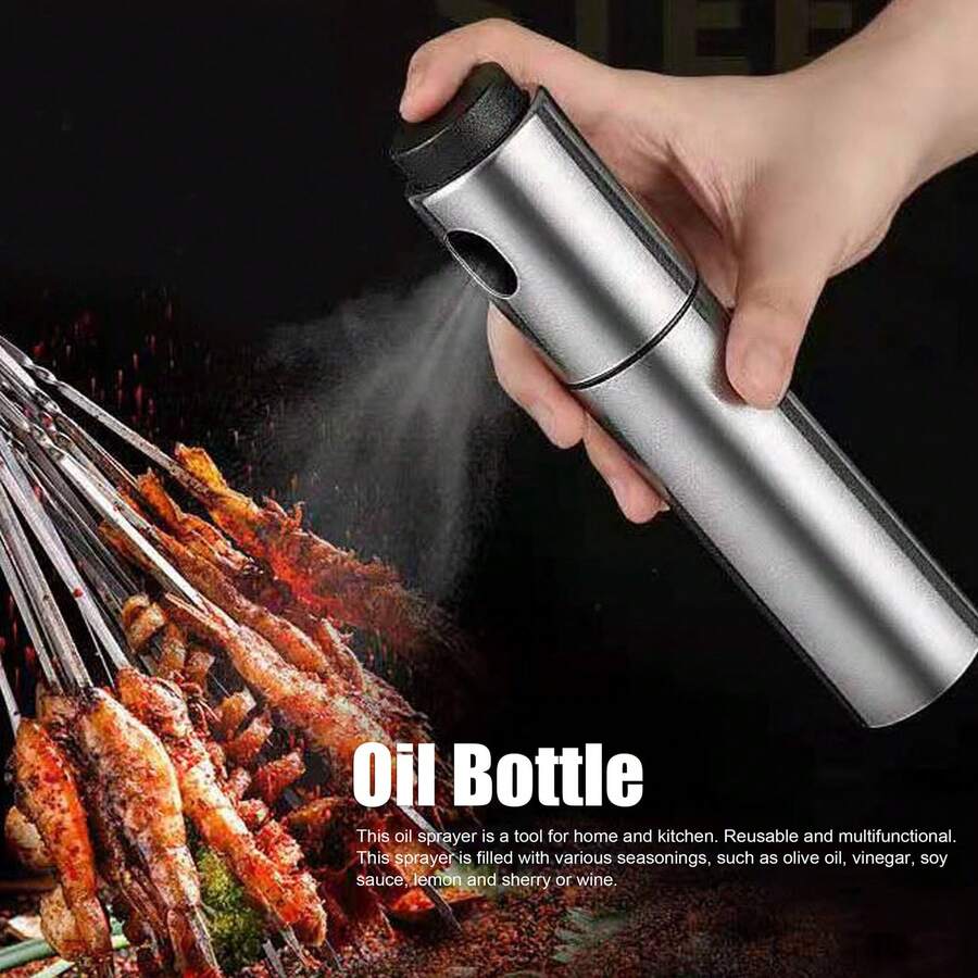 Premium Stainless Steel Oil Dispenser Bottle: Ideal Tool For Barbecues And Cooking For Effortless Oil Control. - Silver - View 1