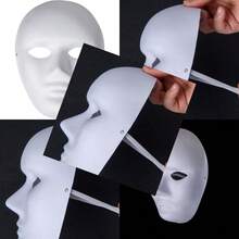 Blank White Paintable Paper Mache Mask DIY Full Face Masks For Artistic ProjectsHalloween Masquerade Parties - As Pic - View 1