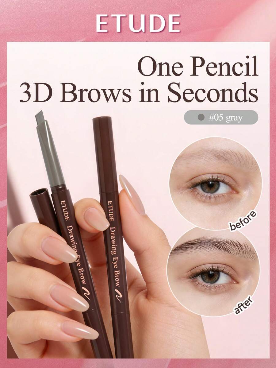 ETUDE HOUSE Dual Brow Pencil 2-In-1 Waterproof & Smudge Proof, Make Up Holiday Essential Rose Girl Best Color Charm Vibe, Christmas Gifts For Women, Fancy Fashion Brand Makeup Back To School, Wedding Dress For Bride, Summer, Valentines, Vacation, Valentine's Day - #05 XÁM - Xem 1