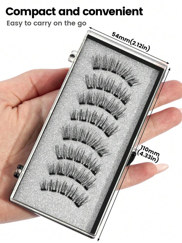 زوج أو زوجان من مجموعة رموش مغناطيسية مع ملقاط احترافي، قابلة لإعادة الاستخدام، رموش كثيفة متقاطعة، تصميم خليط من الرموش الطبيعية، مناسبة للارتداء اليومي، العمل، الدراسة، السفر، الحفلات، وما إلى ذلك. - الأسود - مشاهدة 5