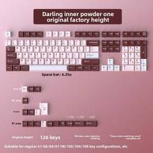 126键机械键盘，红色内粉色键帽，PBT材质，三色配色，原高键帽，兼容61/68/84/87/98/100/104/108键布局 - 紅內粉 - 查看 9