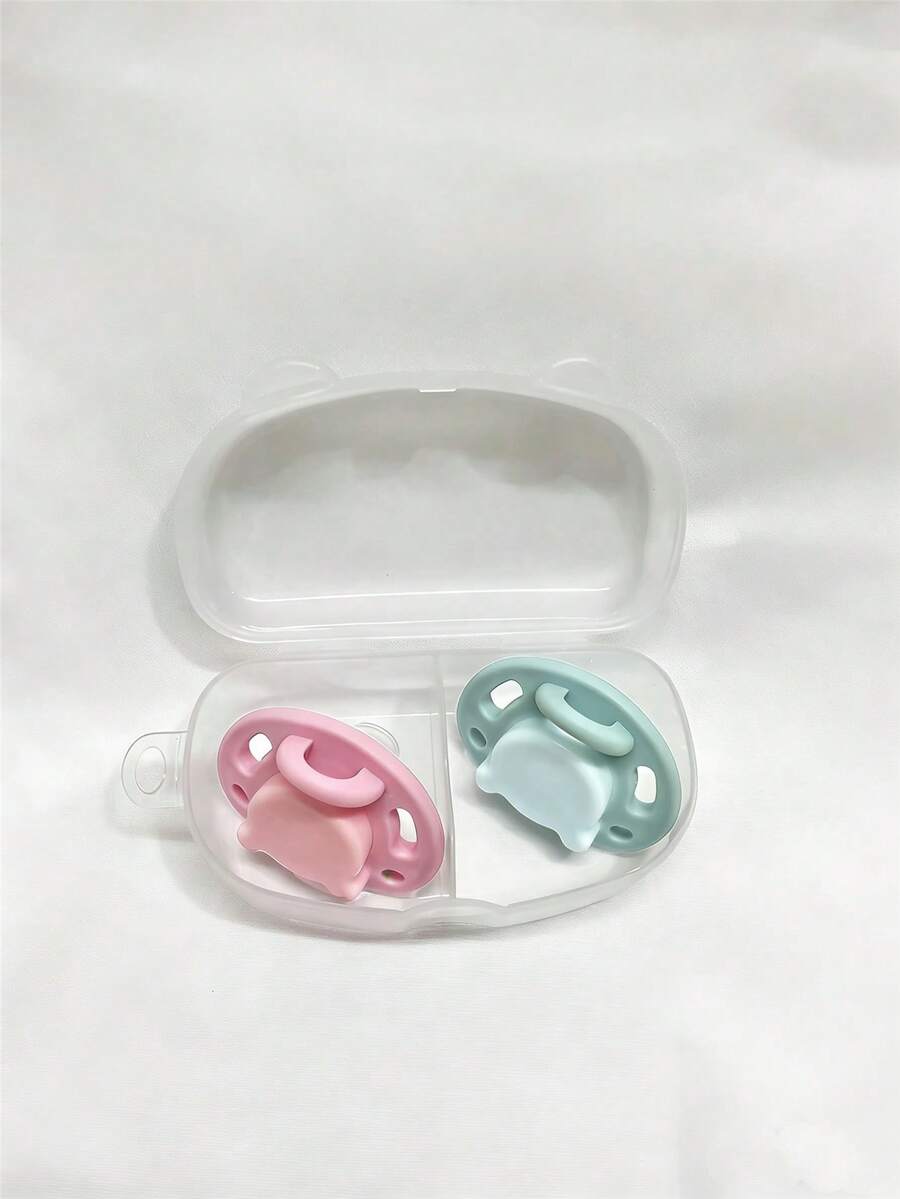 2-Slot Portable Baby Pacifier Case, Pacifier Holder Box For Travel And Outdoor, Transparent Pacifier Storage Container (Pacifiers Not Included)
