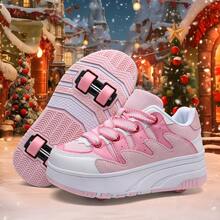 Teenagers' Invisible Detachable 4-Wheel Roller Skate Shoes, Transformable Roller Skating Wheels, Student , Dual-Use Holiday Gift - Pink - View 18
