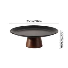 1个黑色木质底座不锈钢餐盘，适用于餐桌、餐厅、厨房、派对、生日等场合 - 木高腳不鏽鋼黑色盤 - 查看 14