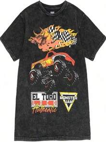 Monster Jam Adult T-Shirt Graves Diggers El Toro Loco Megalodon - Black18 - 查看 1