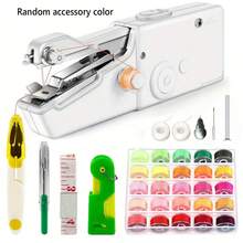 1 Conjunto Máquina de Costura Manual Portátil e Compacta com Kit de Costura - Máquina de Costura Manual DIY, Adequada para Tecidos, Roupas, Casa e Viagens, Máquina de Costura Mini para Iniciantes, Presente DIY Ideal para Natal, Ano Novo ou Aniversário (Observação: As cores dos acessórios são aleatórias, adequadas apenas para tecidos/acessórios finos, sem USB e bateria incluídos). - multicolorido - Visão 9