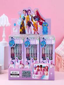 6支/套 女巫猎人可擦笔 0.5mm 蓝色墨水 可爱韩流风中性笔 学生练习书写、签名笔 混合颜色（随机款式） 学校及办公用品 返校必备