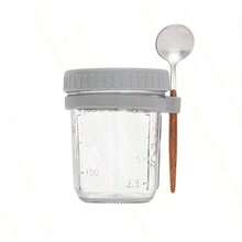 1个12盎司燕麦片容器，便携式酸奶早餐杯，带勺子和盖子的隔夜燕麦杯，带刻度的蔬菜水果沙拉储存容器，厨房用品，圣诞礼物，返校礼物，学习必备品 - 白色 - 查看 11