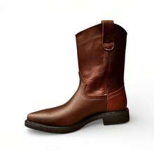 Bota De Trabaja O Vestir Uso Rudo Vaquera Industrial Piel BOVINA SUELA TACON HULE - Café - Ver 5