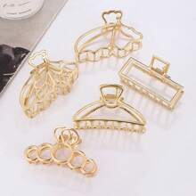 Set Of 6 Gold And Silver Metal Hair Clips / Women's Hair Clips / Various Elegant Designs - 銀色 - 查看 5